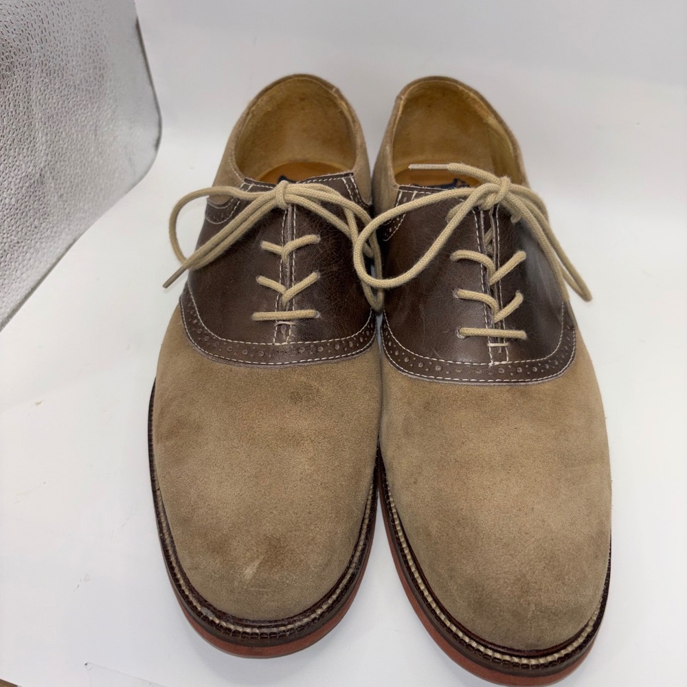 1901 Mens Suede Leather Saddle Shoes Brown Tan Oxford M23109 Size 9.5 M